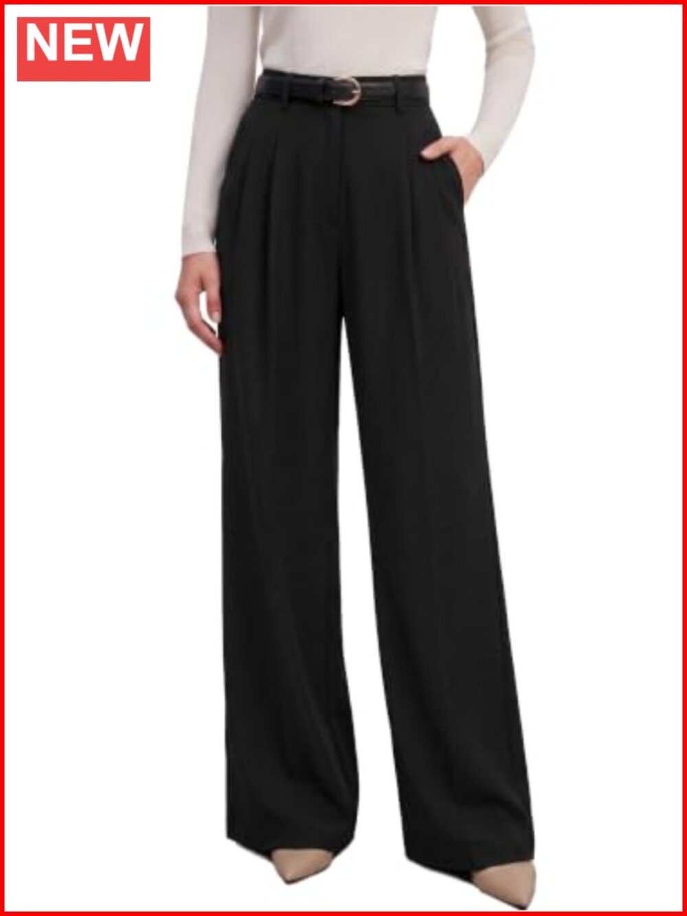 Sunzel Pleated Wide Leg Dress Pants High Waisted Workout Trousers Full Length
